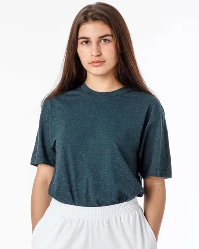 Los Angeles Apparel FF01 Unisex USA-Made 50/50 Poly/Cotton T-Shirt — blank t-shirt, front view