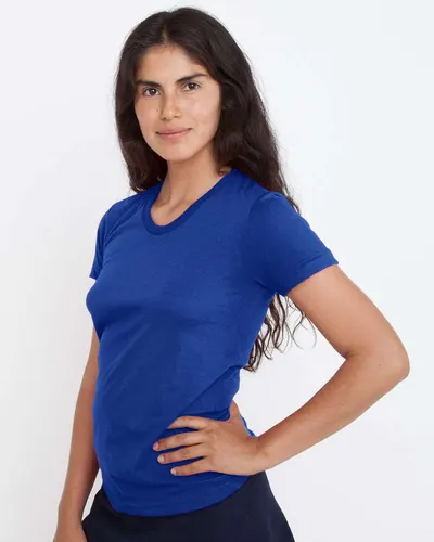Los Angeles Apparel FF3001 Women's USA-Made 50/50 T-Shirt — blank t-shirt, front view