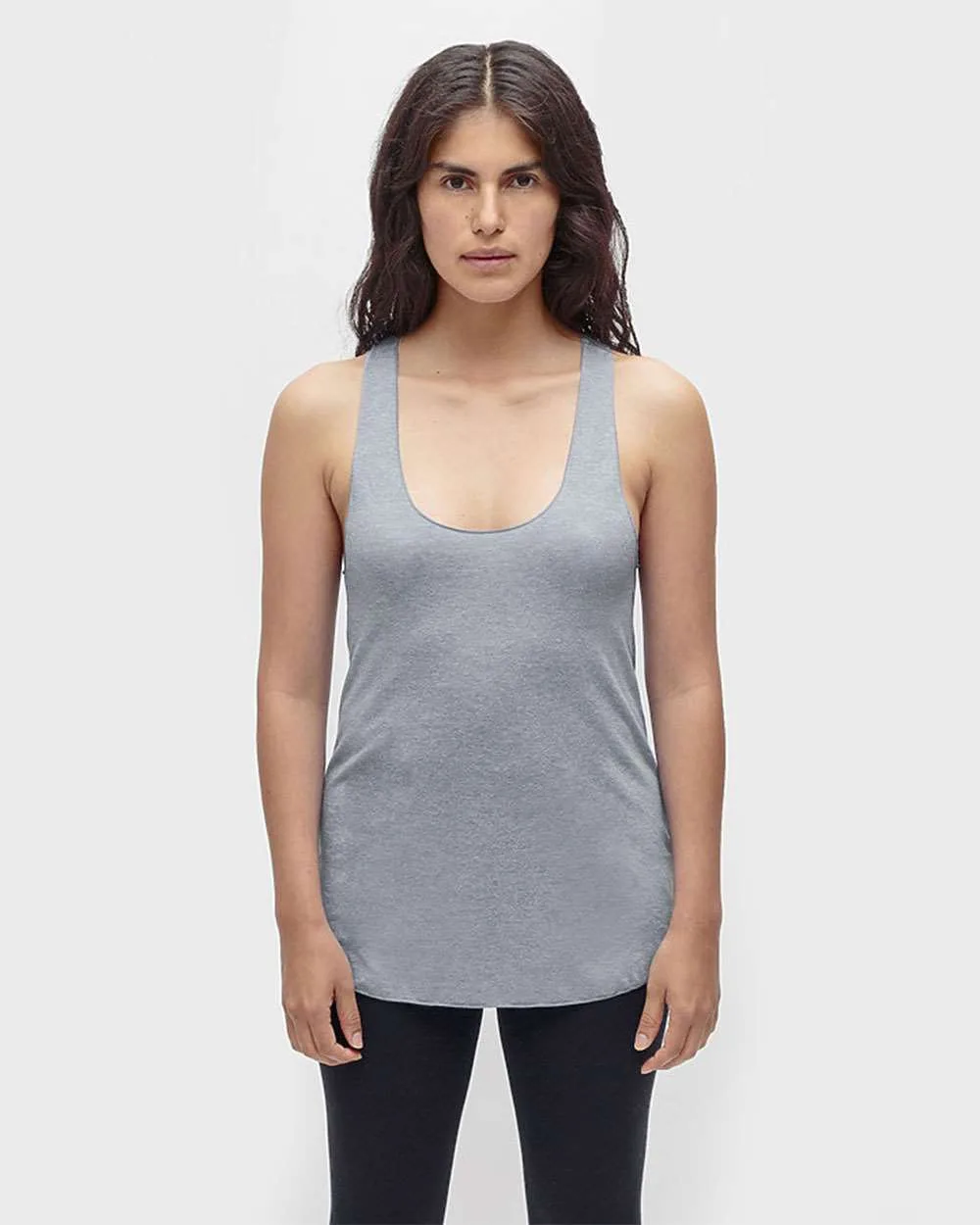 Los Angeles Apparel TR3008 Women's USA-Made Triblend Racerback Tank Top — blank tank top, front view