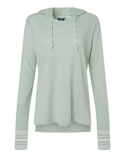 MV Sport W19439 Women's Heathered Jersey Hooded Tunic — blank hooded sweatshirt, front view
