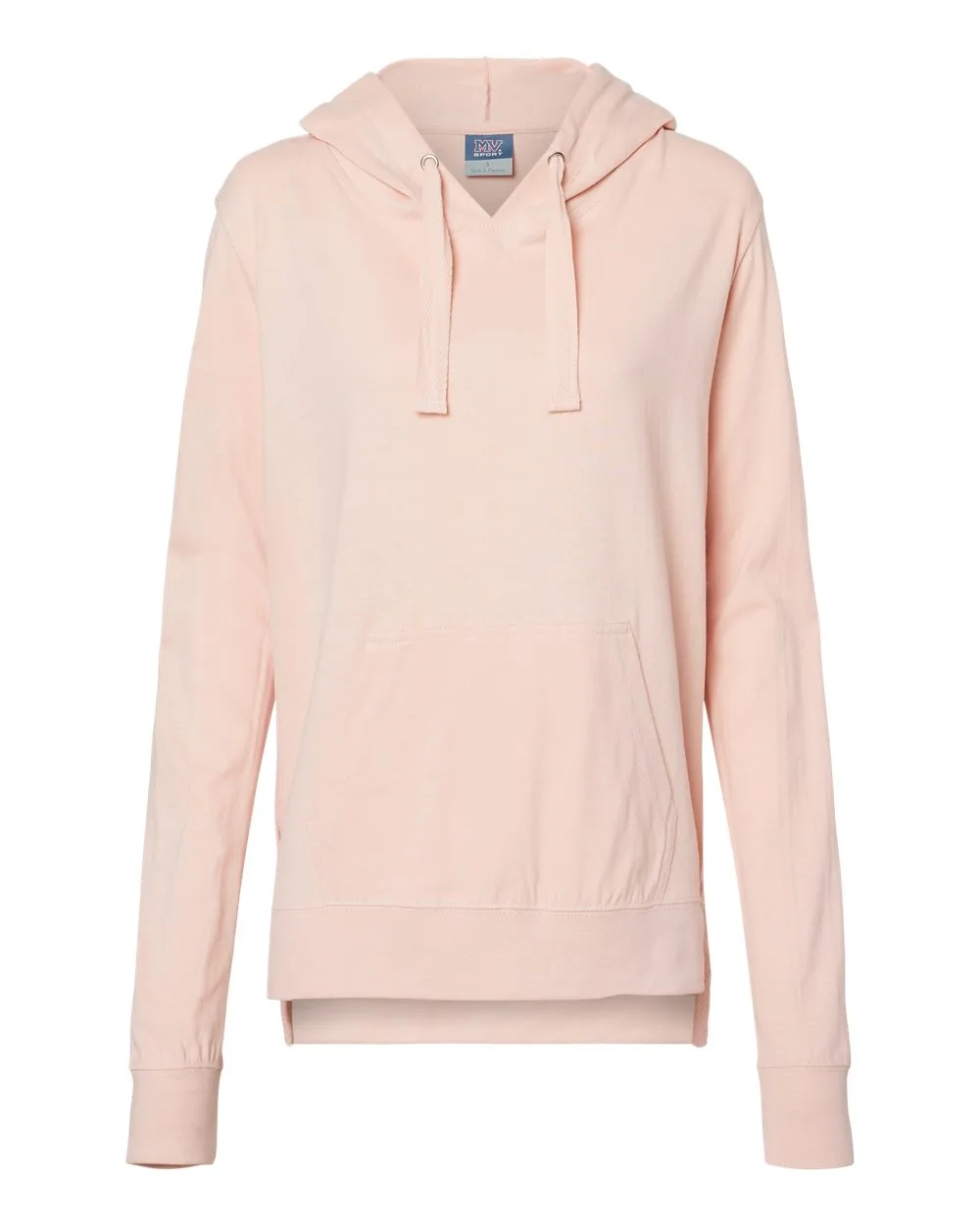 MV Sport W21404 Women's Sueded Jersey Hooded Sweatshirt — blank hooded sweatshirt, front view