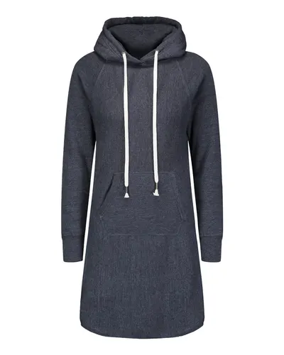 MV Sport W2340 Women's Suzie Hooded Sweatshirt Dress — blank hooded sweatshirt, front view