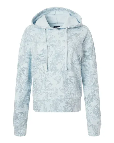 MV Sport W24105 Women's Maddie Floral Print Hooded Sweatshirt — blank hooded sweatshirt, front view