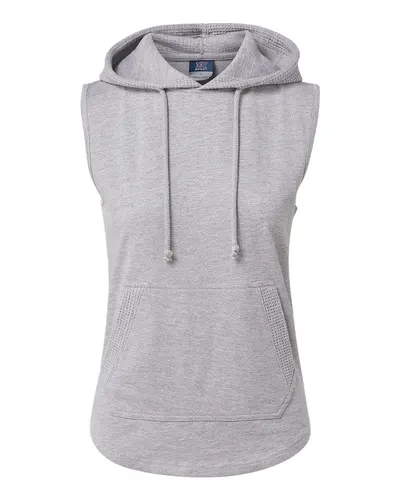 MV Sport W24131 Women's Kinsley Sleeveless Hooded Sweatshirt — blank hooded sweatshirt, front view