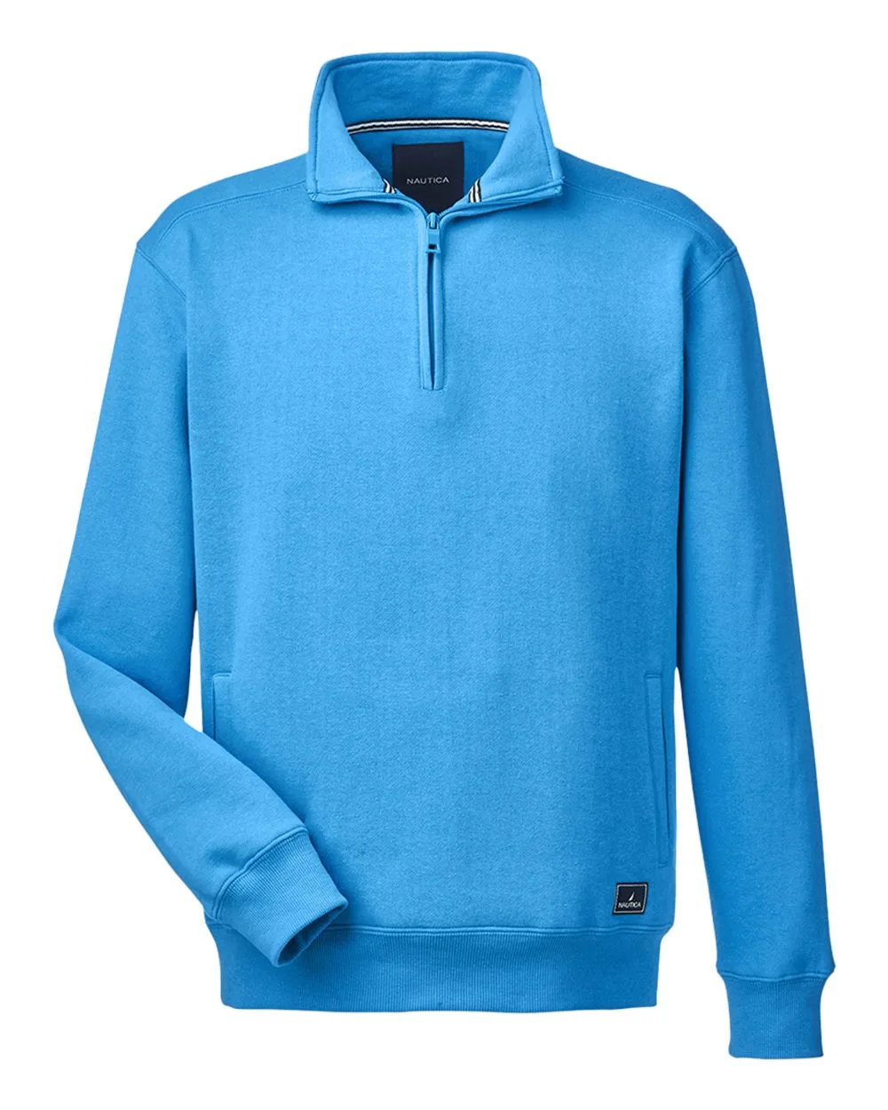Nautica N17176 Men's Anchor Fleece Quarter-Zip Pullover — blank fleece pullover, front view