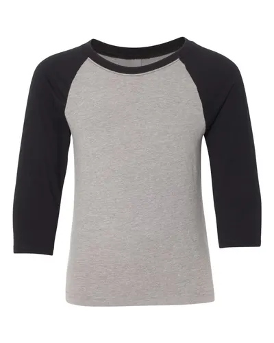 Next Level 3352 Youth CVC Three-Quarter Sleeve Raglan T-Shirt — blank t-shirt, front view