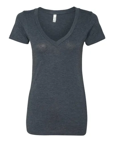 Next Level 6740 Women’s Triblend Deep V-Neck T-Shirt — blank t-shirt, front view