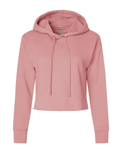 Next Level 9384 Women's Laguna Sueded Raw Edge Crop Hoodie Sweatshirt — blank hooded sweatshirt, front view