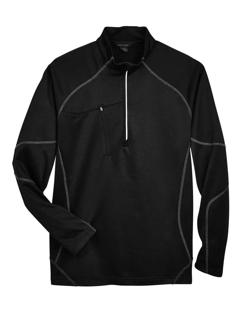 North End 88175 Men's Catalyst Performance Fleece Quarter-Zip Pullover — blank fleece pullover, front view