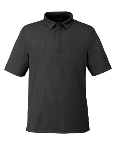 North End NE102 Men's Replay Recycled Pique Polo — blank polo, front view