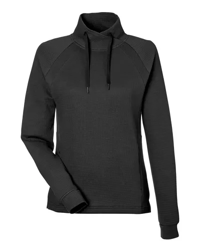 North End NE200W Women's Rhythm Waffle Cross-Neck Pullover — blank garment, front view