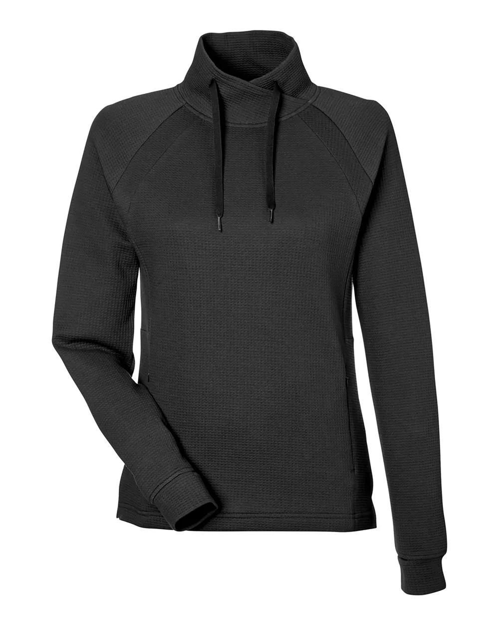North End NE200W Women's Rhythm Waffle Cross-Neck Pullover — blank garment, front view
