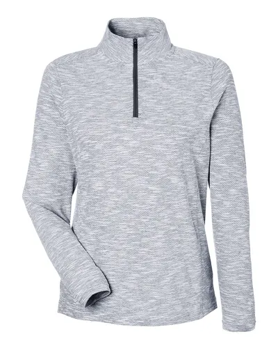 North End NE415W Women's Eclipse Jacquard Quarter-Zip Pullover — blank garment, front view