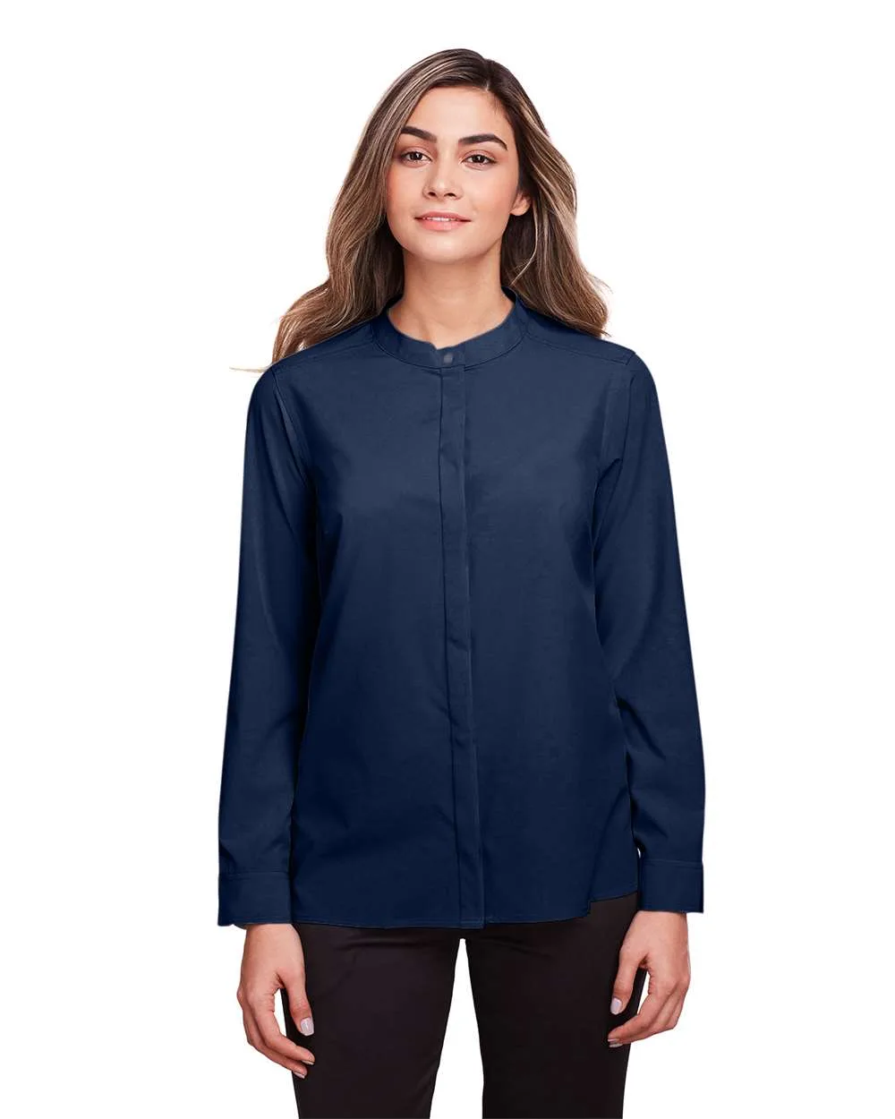 North End NE500W Women's Borough Stretch Performance Shirt — blank garment, front view
