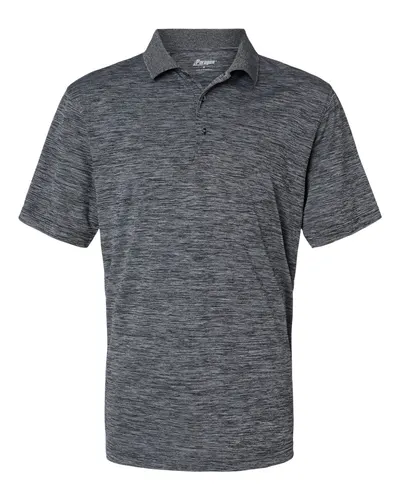 Paragon 130 Men's Dakota Striated Heather Polo — blank polo, front view