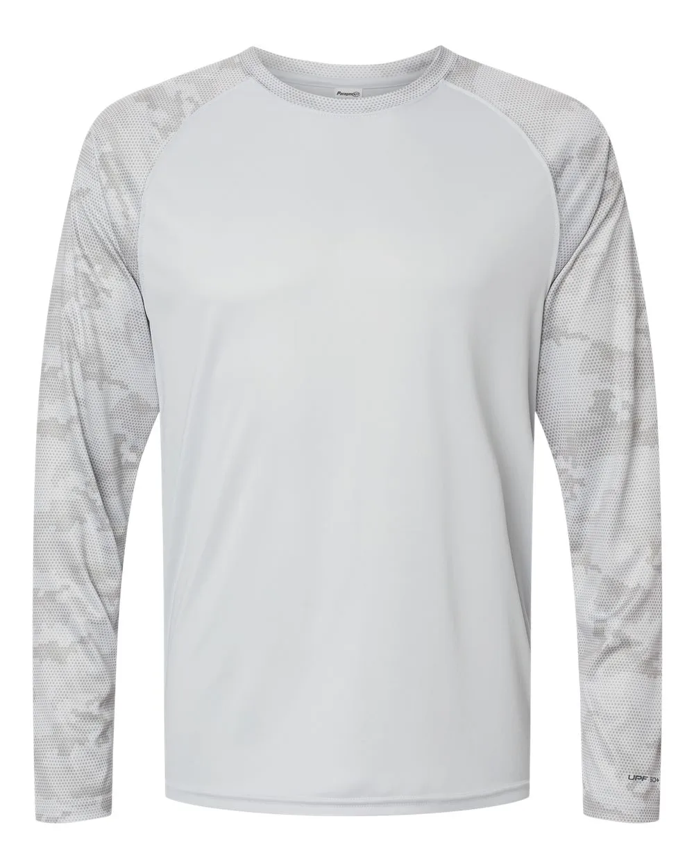 Paragon 216 Unisex Cayman Performance Camo Colorblocked Long Sleeve T-Shirt — blank long sleeve tee, front view
