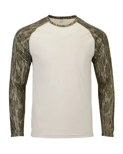 Paragon 236 Men's Jackson Mossy Oak Colorblocked Long Sleeve T-Shirt — blank long sleeve tee, front view