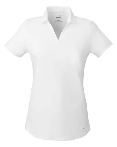 Puma Golf 597695 Women's Cloudspun Free V-neck Polo — blank polo, front view