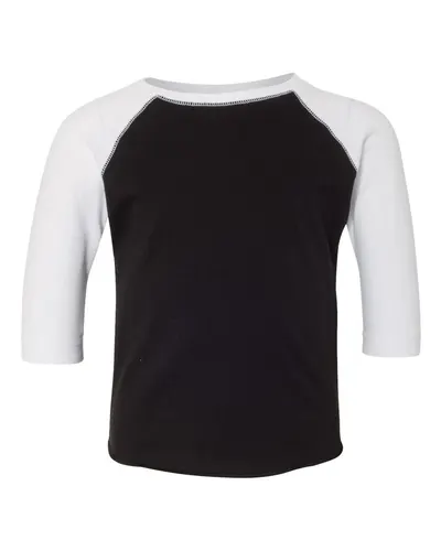 Rabbit Skins 3330 Toddler Baseball Fine Jersey Three-Quarter Sleeve Tee — blank t-shirt, front view