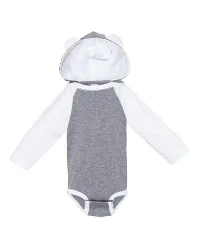 Rabbit Skins 4418 Infant Fine Jersey Character Hooded Long Sleeve Bodysuit with Ears — blank hooded sweatshirt, front view