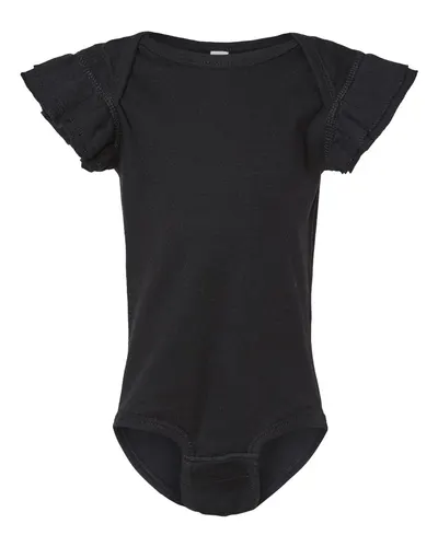 Rabbit Skins 4439 Infant Flutter Sleeve Baby Rib Bodysuit — blank garment, front view