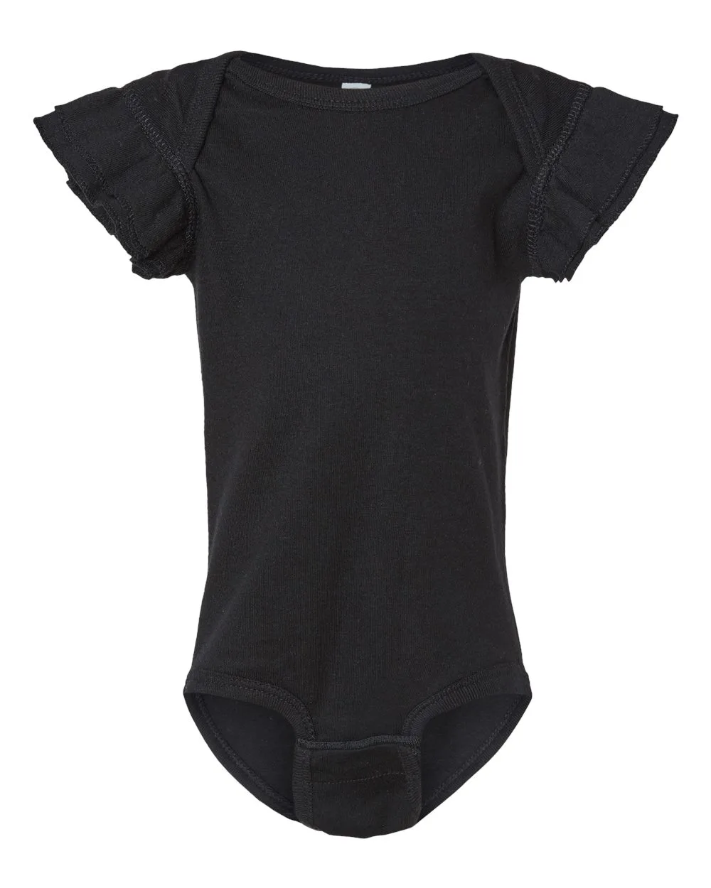 Rabbit Skins 4439 Infant Flutter Sleeve Baby Rib Bodysuit — blank garment, front view