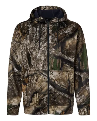 RealTree RT5201 Unisex Realtree® Performance Full-Zip Hooded Sweatshirt — blank hooded sweatshirt, front view