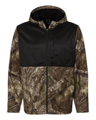 RealTree RT5204 Unisex Realtree® Performance Colorblocked Full-Zip Hooded Sweatshirt — blank hooded sweatshirt, front view