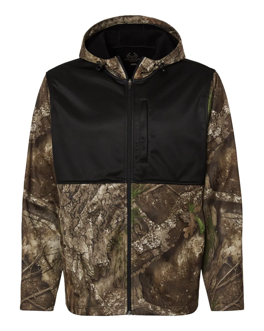 RealTree RT5204 Unisex Realtree® Performance Colorblocked Full-Zip Hooded Sweatshirt — blank hooded sweatshirt, front view