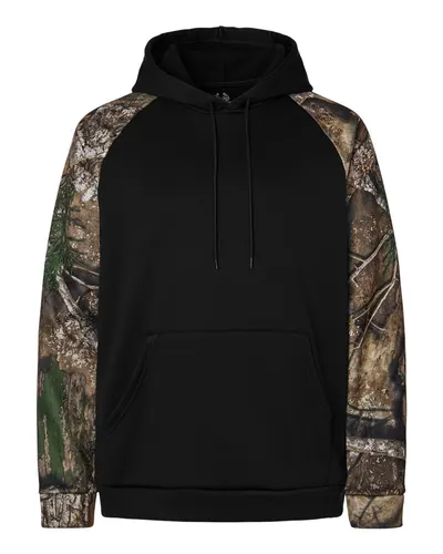 RealTree RT5305 Unisex Realtree® Performance Colorblocked Hooded Sweatshirt — blank hooded sweatshirt, front view
