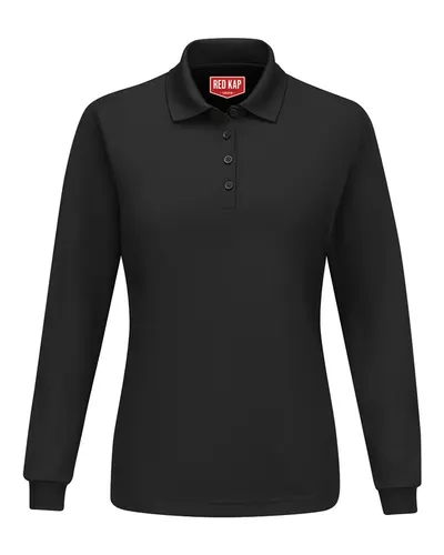 Red Kap SK7L Women's Long Sleeve Performance Knit Polo — blank polo, front view