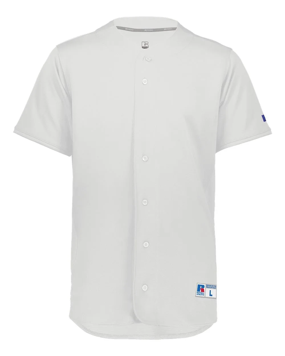 Russell Athletic 235JMM Unisex Five Tool Full-Button Front Baseball Jersey — blank t-shirt, front view