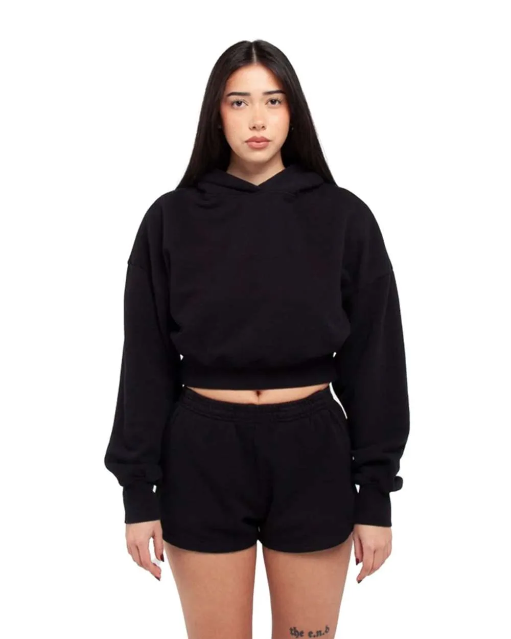 Shaka Wear SHGWC Women's Garment-Dyed Crop Hooded Sweatshirt — blank hooded sweatshirt, front view