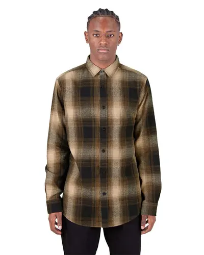 Shaka Wear SHHFS Unisex Plaid Flannel Overshirt — blank garment, front view