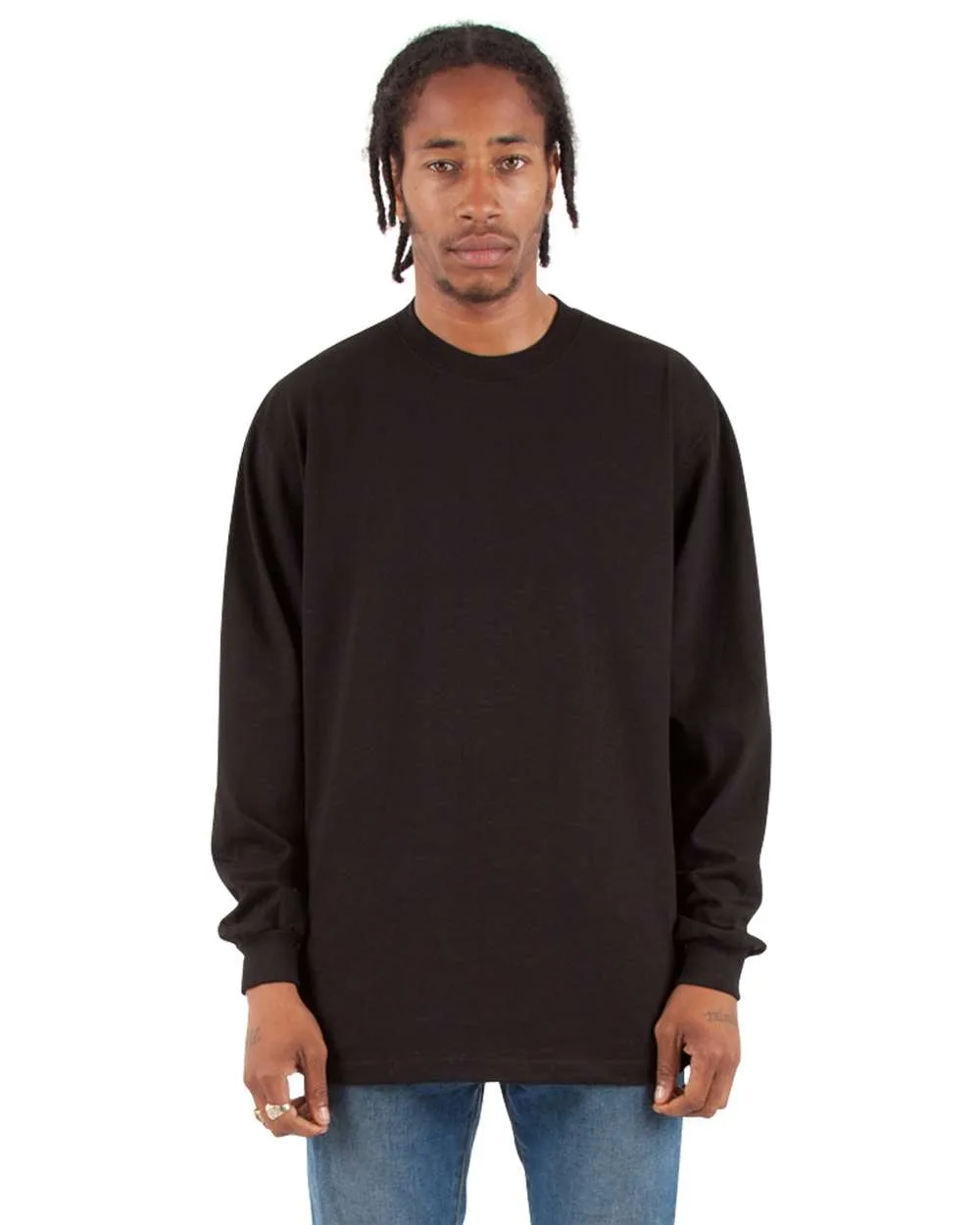 Shaka Wear SHMHLST Unisex Tall Max Heavyweight Long Sleeve T-Shirt — blank long sleeve tee, front view