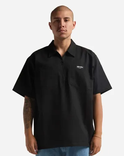Shaka Wear SHQZWS Unisex Work Heavyweight Quarter-Zip Short Sleeve Shirt — blank garment, front view
