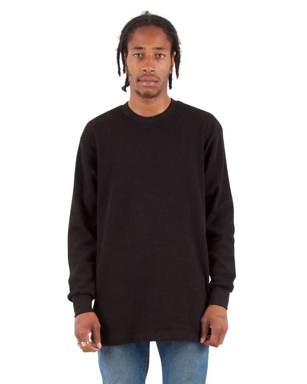 Shaka Wear SHTHRM Unisex Heavyweight Thermal Long Sleeve T-Shirt — blank long sleeve tee, front view