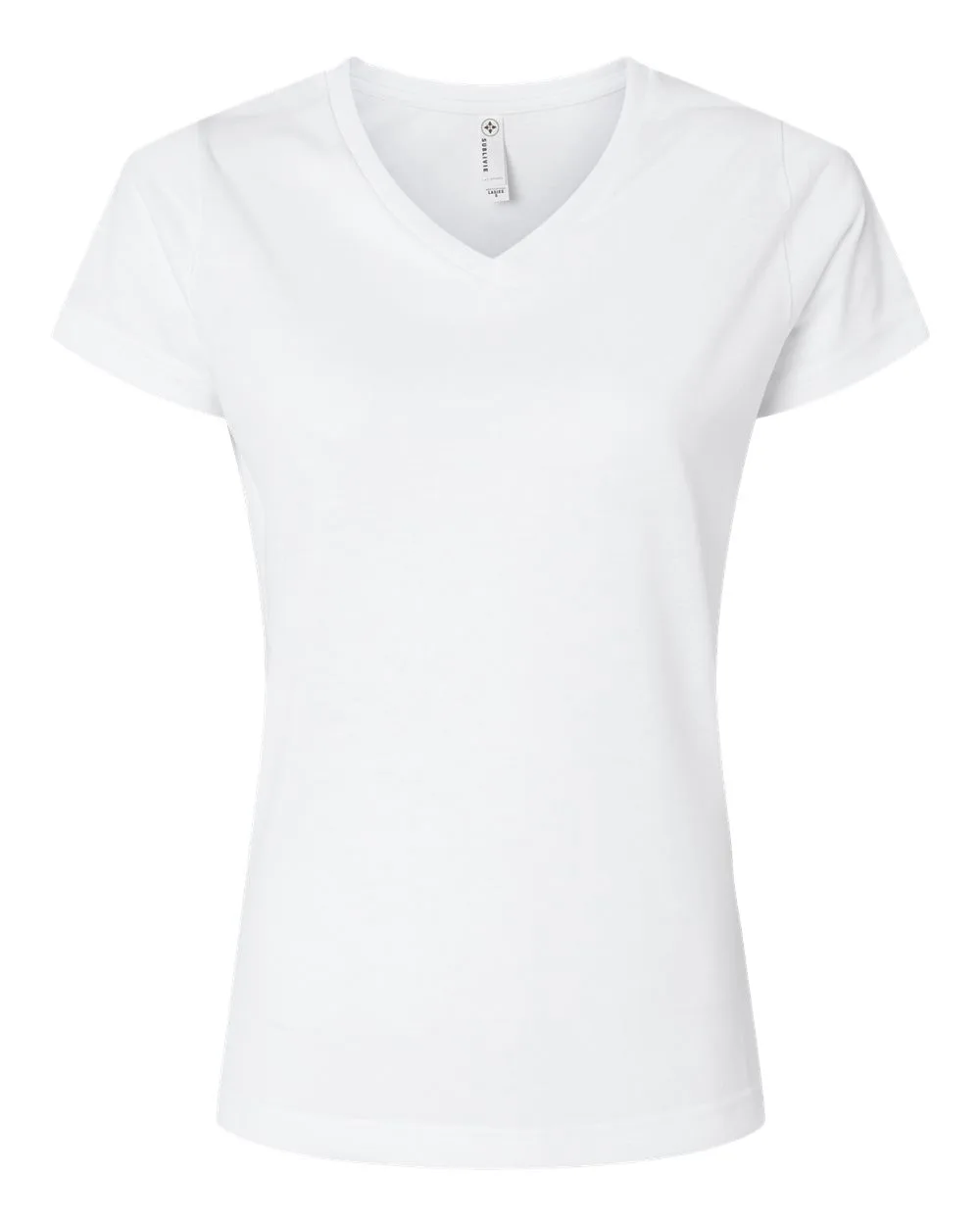 SubliVie 1507 Women's Polyester Sublimation V-Neck Tee — blank t-shirt, front view