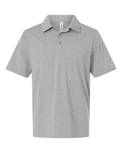 Team 365 TT125 Men's Relay Heathered Stripe Polo — blank polo, front view