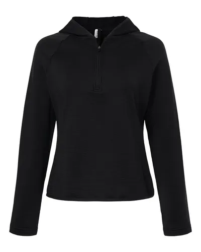 Team 365 TT200W Women's Qualify Quarter-Zip Hooded Pullover — blank hooded sweatshirt, front view