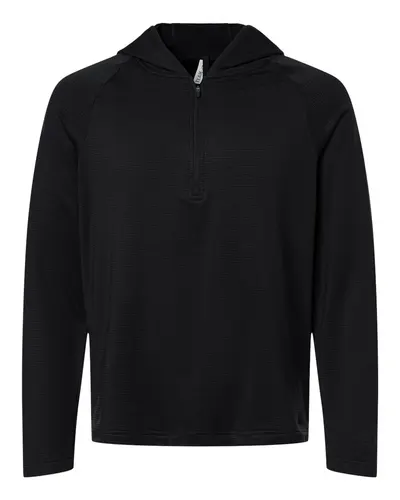 Team 365 TT220 Men's Qualify Quarter-Zip Hooded Pullover — blank hooded sweatshirt, front view