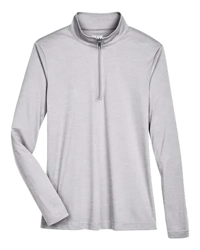 Team 365 TT31HW Women's Zone Sonic Heather Performance Quarter-Zip Pullover — blank garment, front view