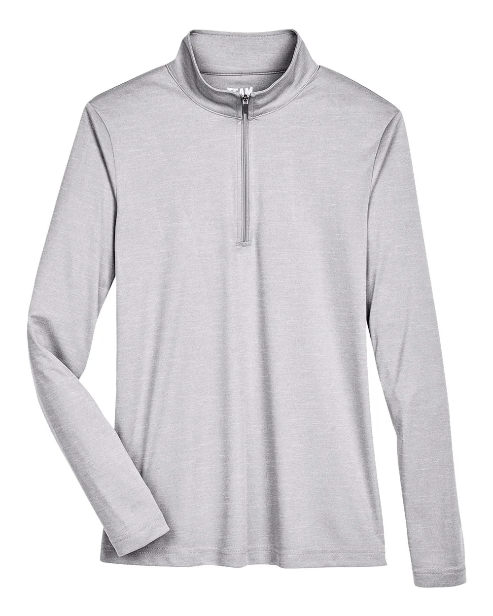 Team 365 TT31HW Women's Zone Sonic Heather Performance Quarter-Zip Pullover — blank garment, front view