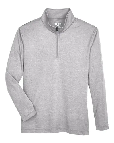 Team 365 TT31HY Youth Zone Sonic Heather Performance Quarter-Zip Pullover — blank garment, front view