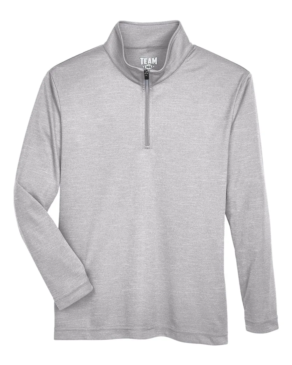 Team 365 TT31HY Youth Zone Sonic Heather Performance Quarter-Zip Pullover — blank garment, front view