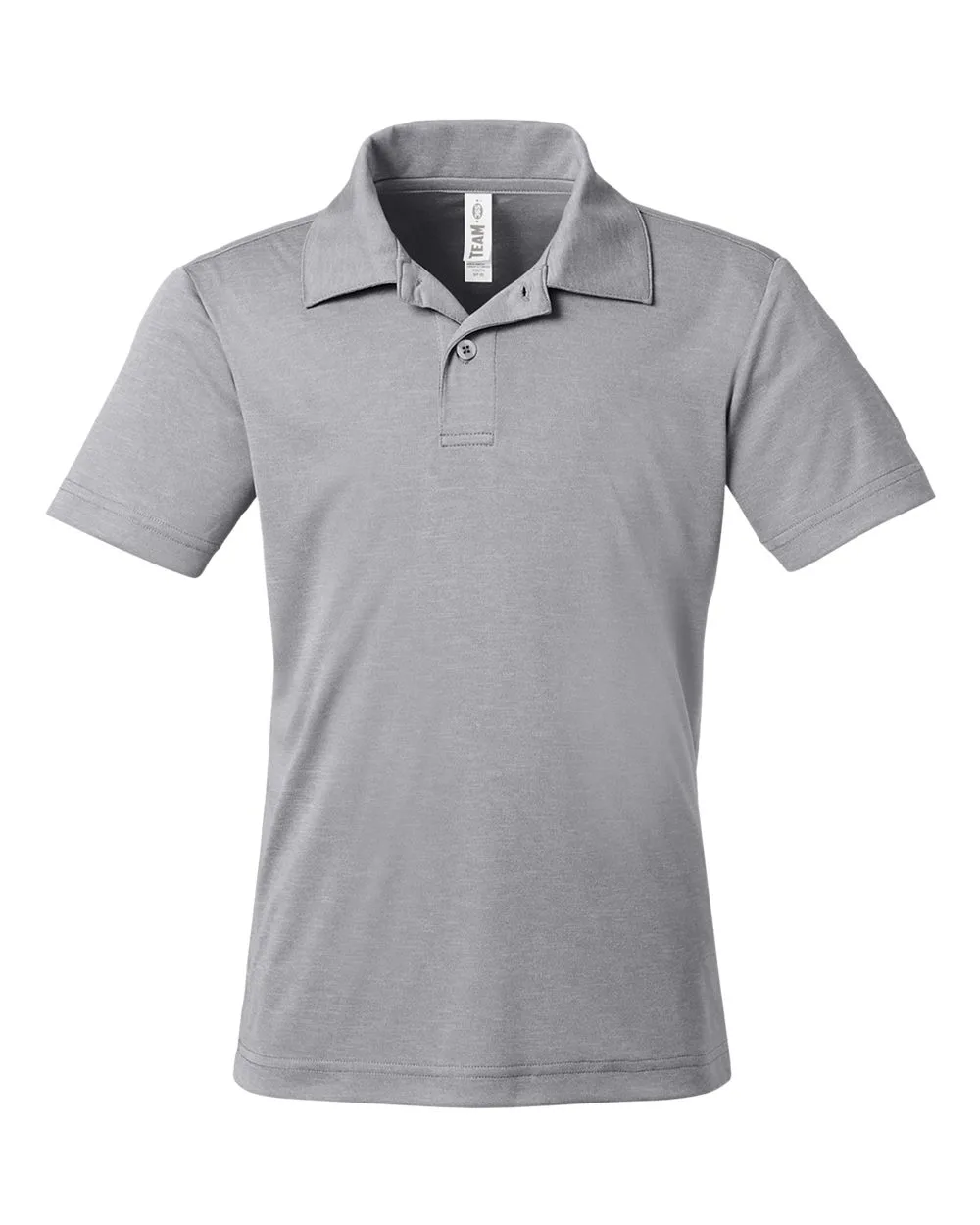 Team 365 TT51HY Youth Zone Sonic Heather Performance Polo — blank polo, front view