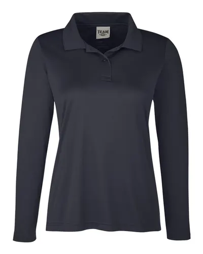 Team 365 TT51LW Women's Zone Performance Long Sleeve Polo — blank polo, front view