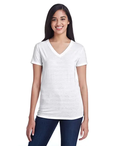 Threadfast Apparel 252RV Women's Invisible Stripe V-Neck T-Shirt — blank t-shirt, front view