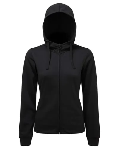TriDri TD498 Women's Spun Dyed Full-Zip Hooded Sweatshirt — blank hooded sweatshirt, front view