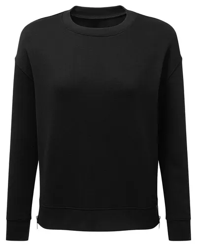 TriDri TD600 Women's Billie Side-Zip Crewneck Sweatshirt — blank crewneck sweatshirt, front view